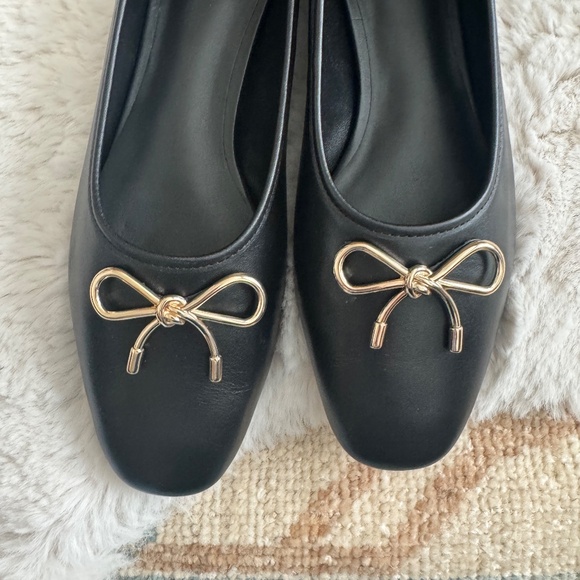 NWT Maeve by Anthropologie Black Metal Bow Ballet Flats- Size 9